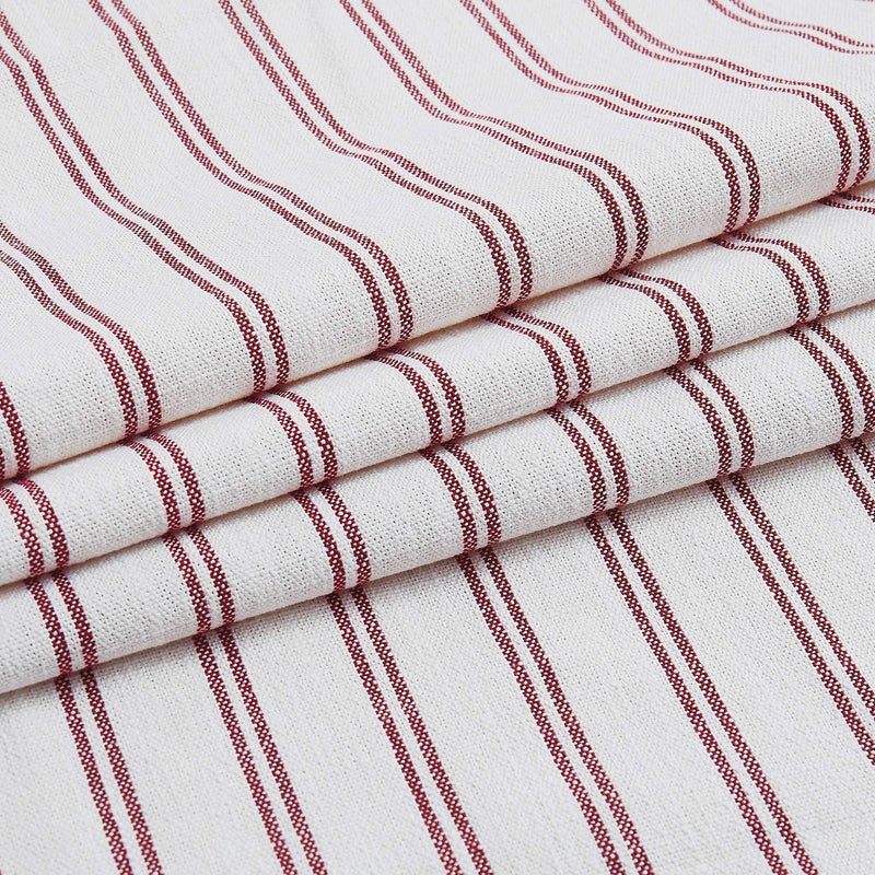 Randall Red Striped Printed Semi-Sheer Curtains Framhouse Linen Blend Yarn Dyed Heavy Window Treatment Drapes for Living Room/Bedroom, Light Filtering Modern Grommet Curtains,2 Panels, 40"x63"x2 - Image 3